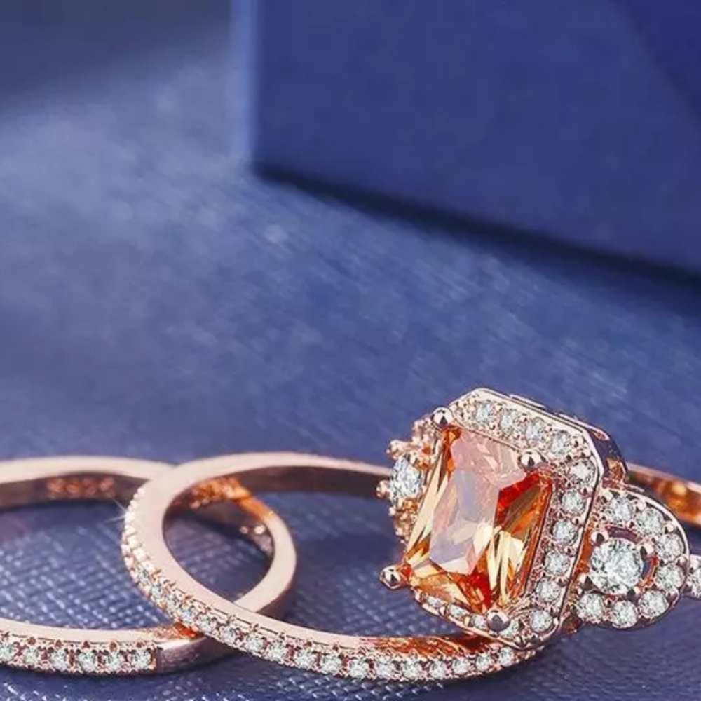 New rose gold color princess wedding ring set💍 - Picture 2 of 7